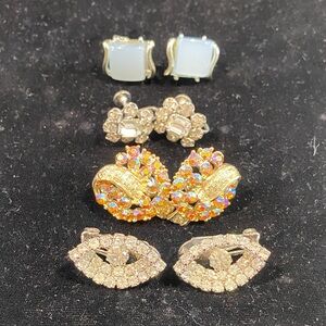 Elegant Gold and Silver Women's clip Earrings Set of four